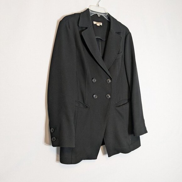 COLDWATER CREEK Black Double Breasted Dress Business Pea Coat; Size 12 - Picture 2 of 6
